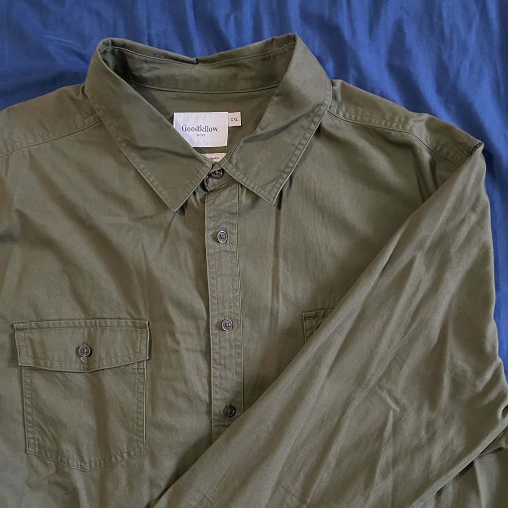 Olive green long sleeve button up